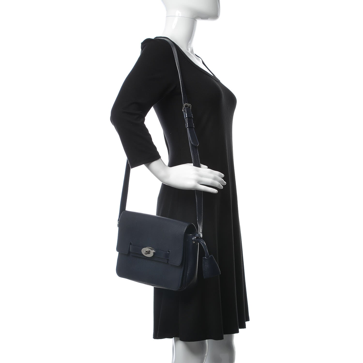 Mulberry Shiny Goatskin Bayswater Shoulder Bag Midnight 2 of 10