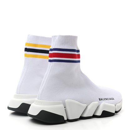 Balenciaga Technical 3D Recycled Knit Striped Womens Speed 2.0 Sneakers 37 White Multicolor 4 of 8