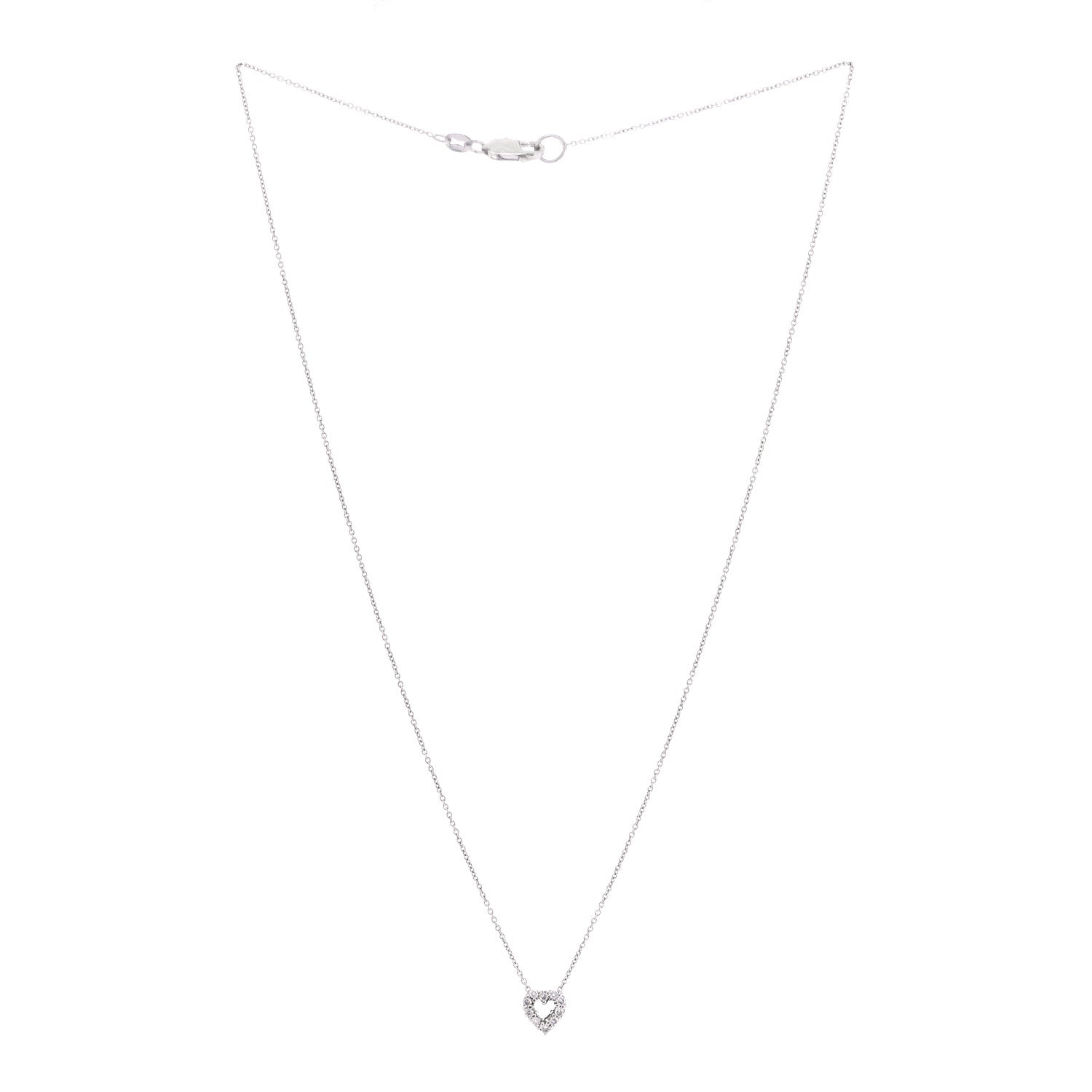 Roberto Coin 18K White Gold Diamond Tiny Treasures Heart Pendant Necklace 2 of 6