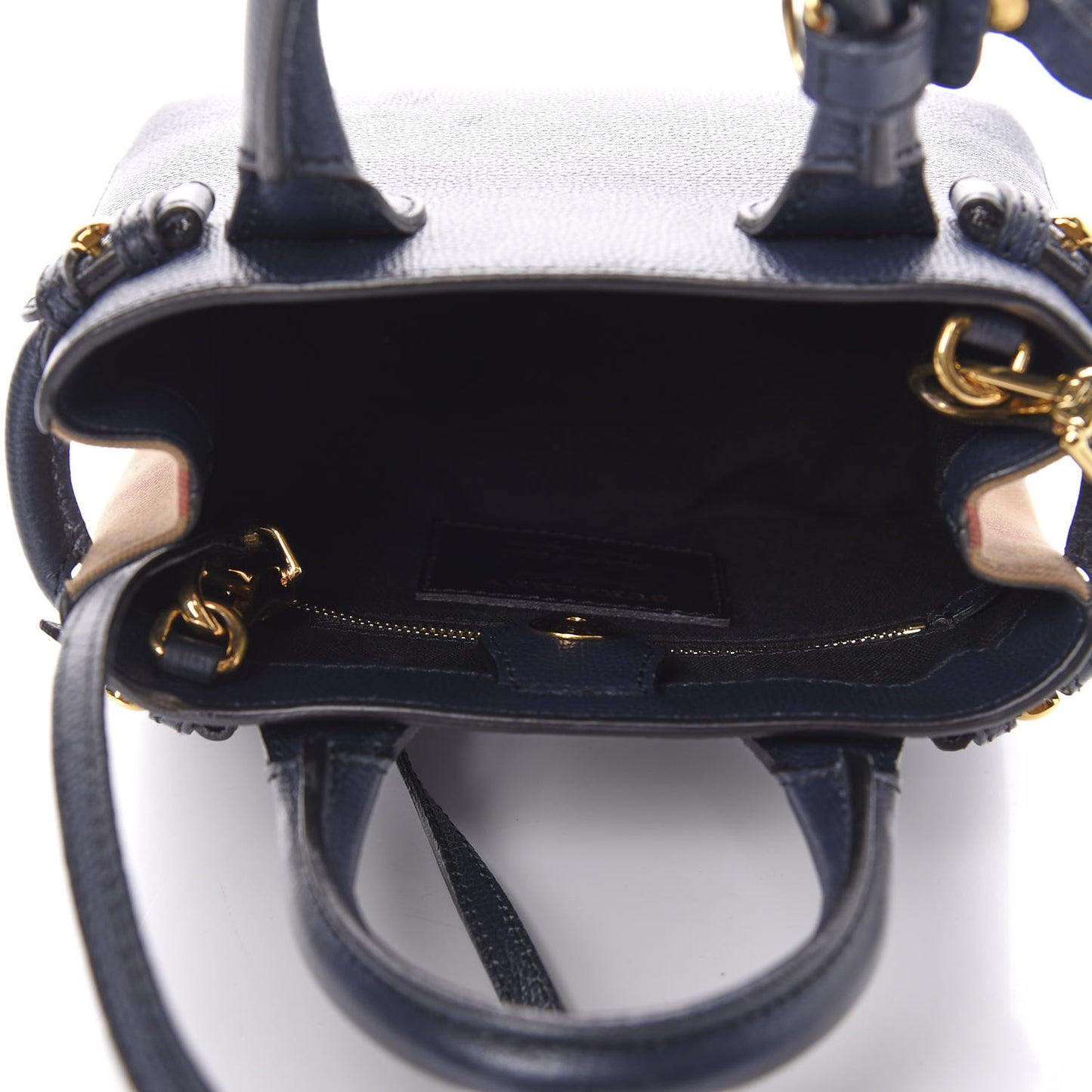 Grainy Calfskin House Check Baby Banner Tote Ink Blue