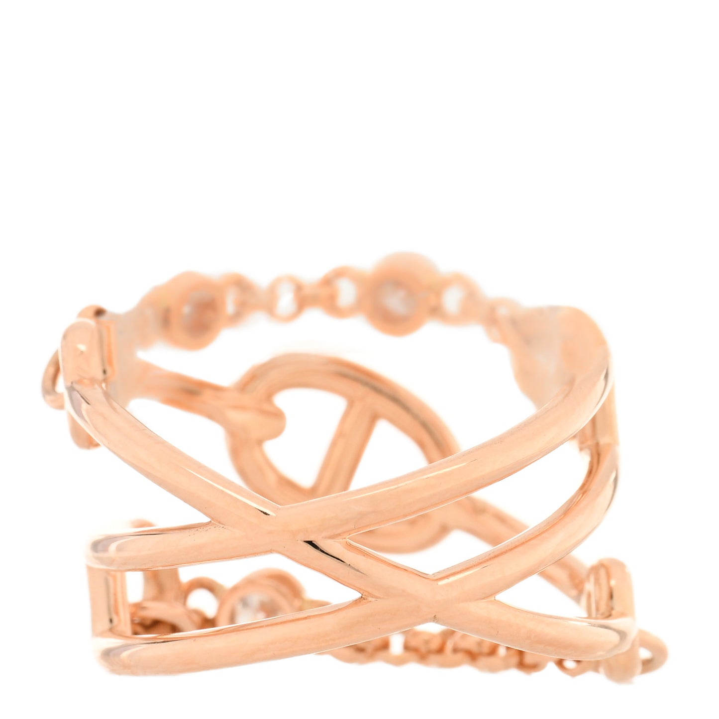 18K Rose Gold Diamond MM Chaine d'Ancre Chaos Ring 54 6.75
