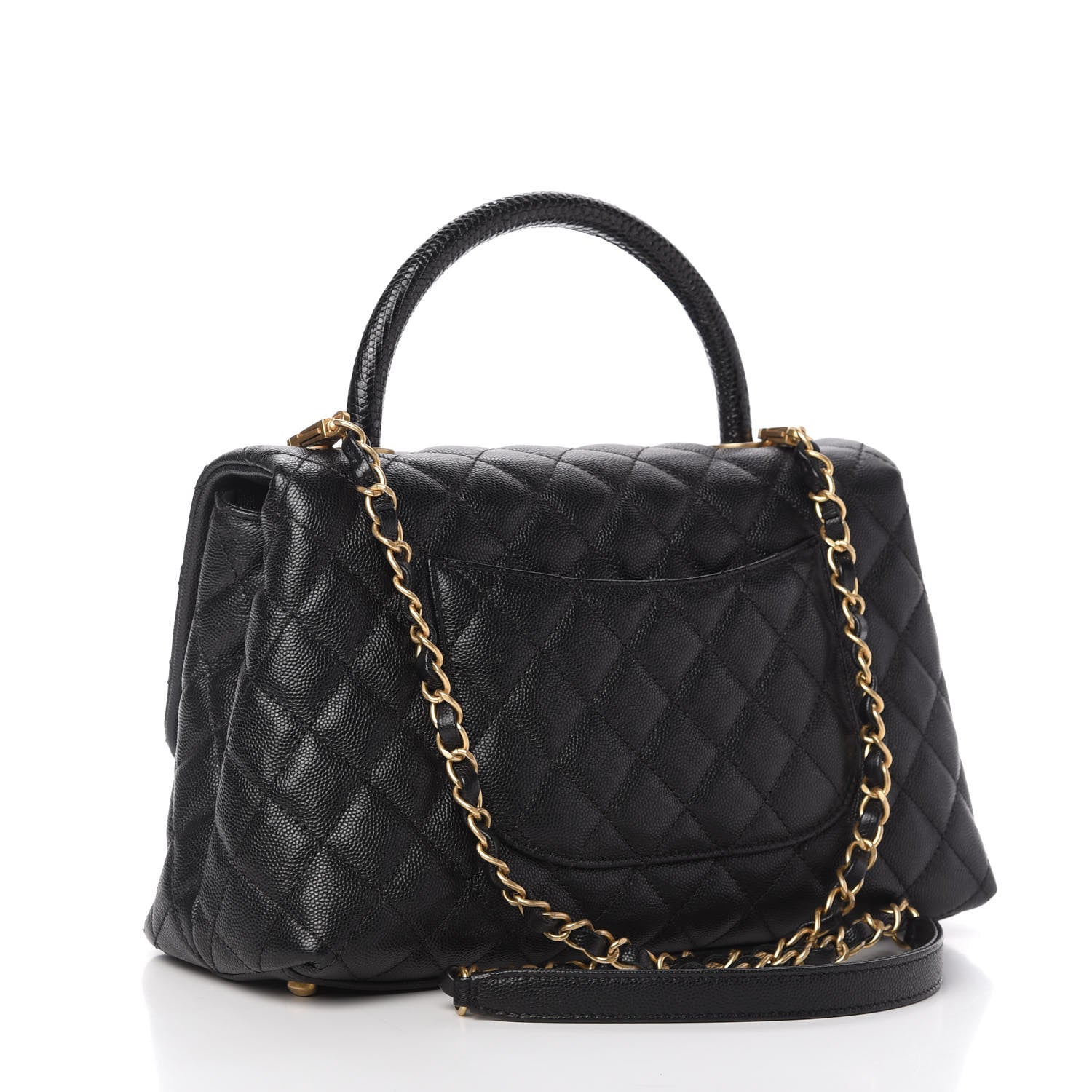 Chanel Caviar Lizard Embossed Quilted Small Coco Handle Flap 3 of 10
