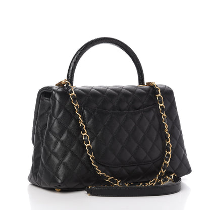 Chanel Caviar Lizard Embossed Quilted Small Coco Handle Flap 3 of 10