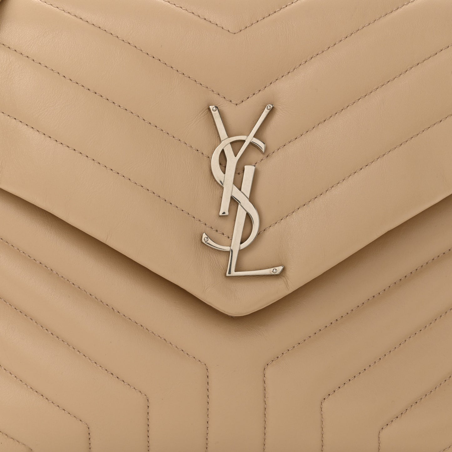 Calfskin Y Quilted Monogram Medium Loulou Chain Satchel Nude Powder