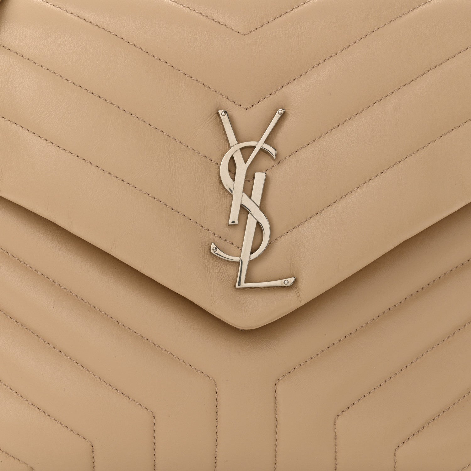 Saint Laurent Calfskin Y Quilted Monogram Medium Loulou Chain Satchel Nude Powder 8 of 11