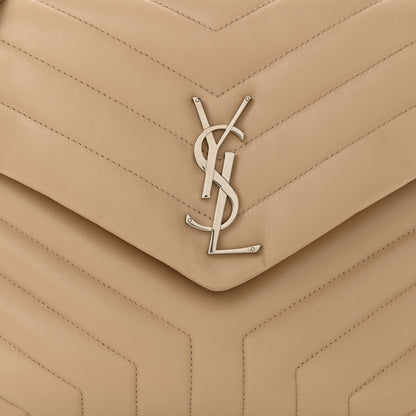 Saint Laurent Calfskin Y Quilted Monogram Medium Loulou Chain Satchel Nude Powder 8 of 11