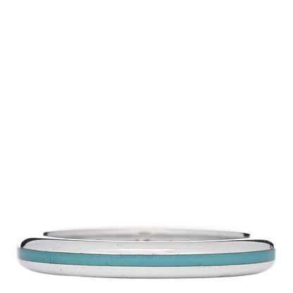 Tiffany Sterling Silver Enamel Thin Band Ring 56 7.5 Blue 1 of 4