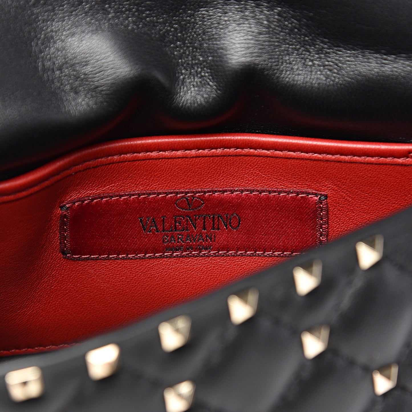 Lambskin Small Rockstud Spike Shoulder Bag Black