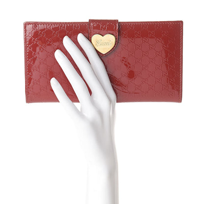 Gucci Patent Microguccissima Heart Continental Wallet Red 2 of 10