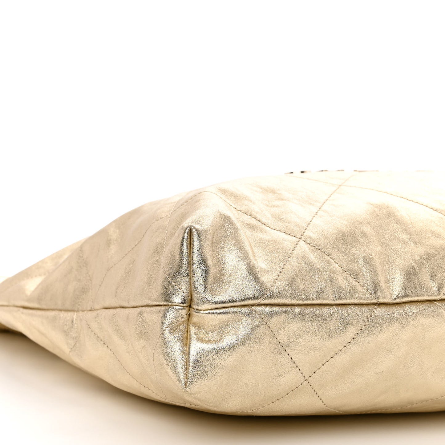 Metallic Calfskin Quilted Chanel 22 Golden