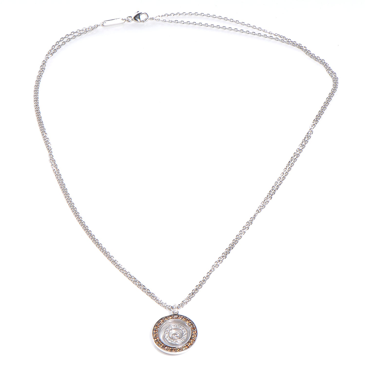 Chopard 18k White Gold Chocolate Diamond Happy Spirit Pendant Necklace 3 of 6