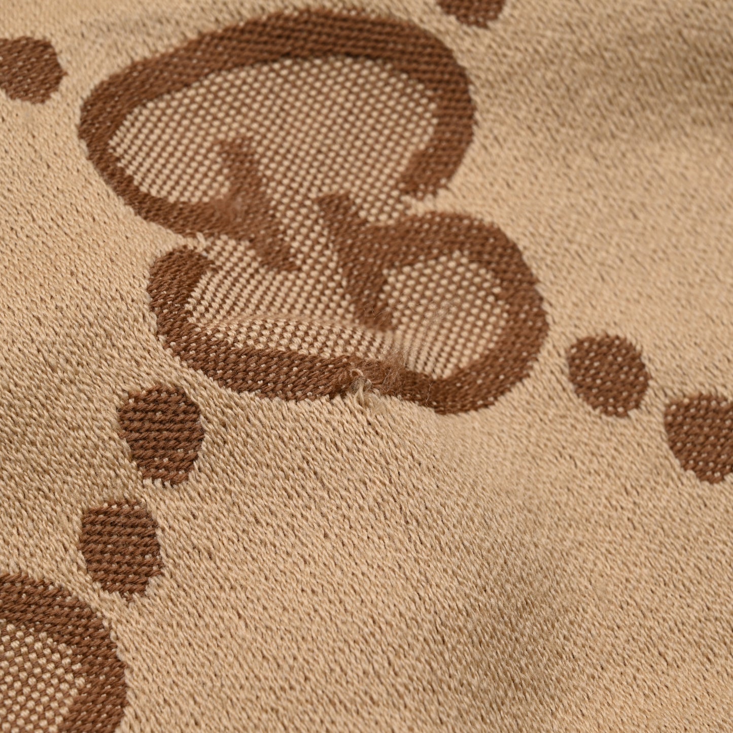 Wool Jacquard Monogram Jumbo GG Lady Nest Scarf Beige Dark Brown