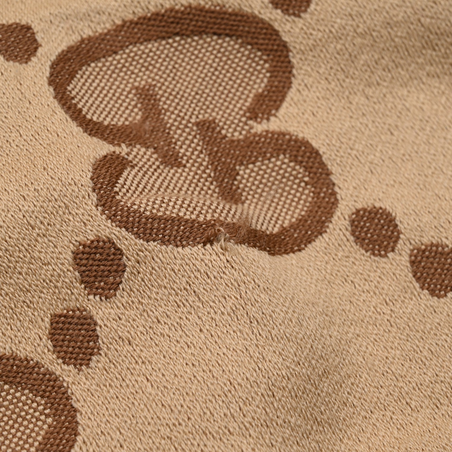 Gucci Wool Jacquard Monogram Jumbo GG Lady Nest Scarf Beige Dark Brown 6 of 9