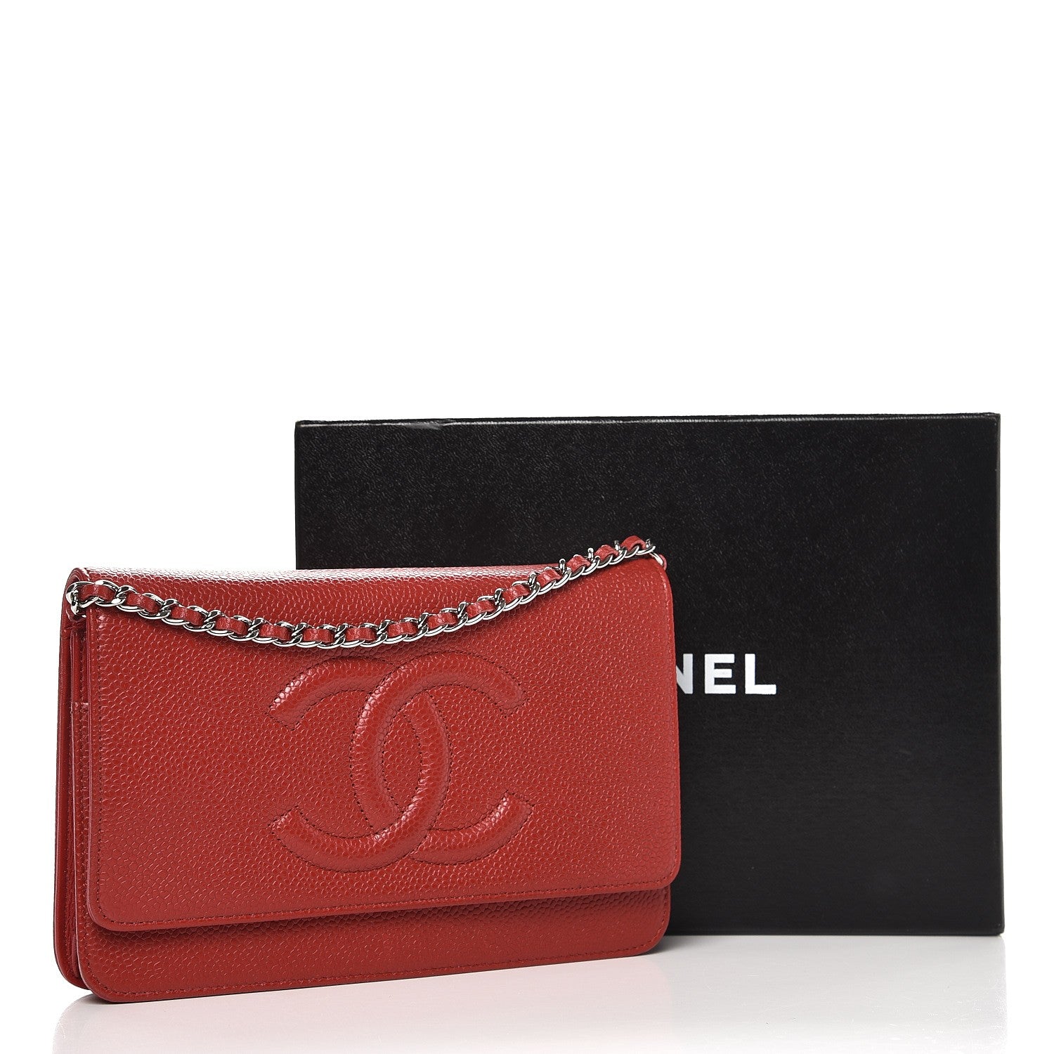 Chanel Caviar Timeless CC Wallet On Chain WOC Red 11 of 11