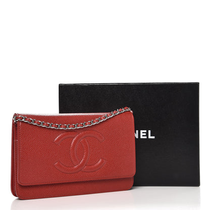 Chanel Caviar Timeless CC Wallet On Chain WOC Red 11 of 11