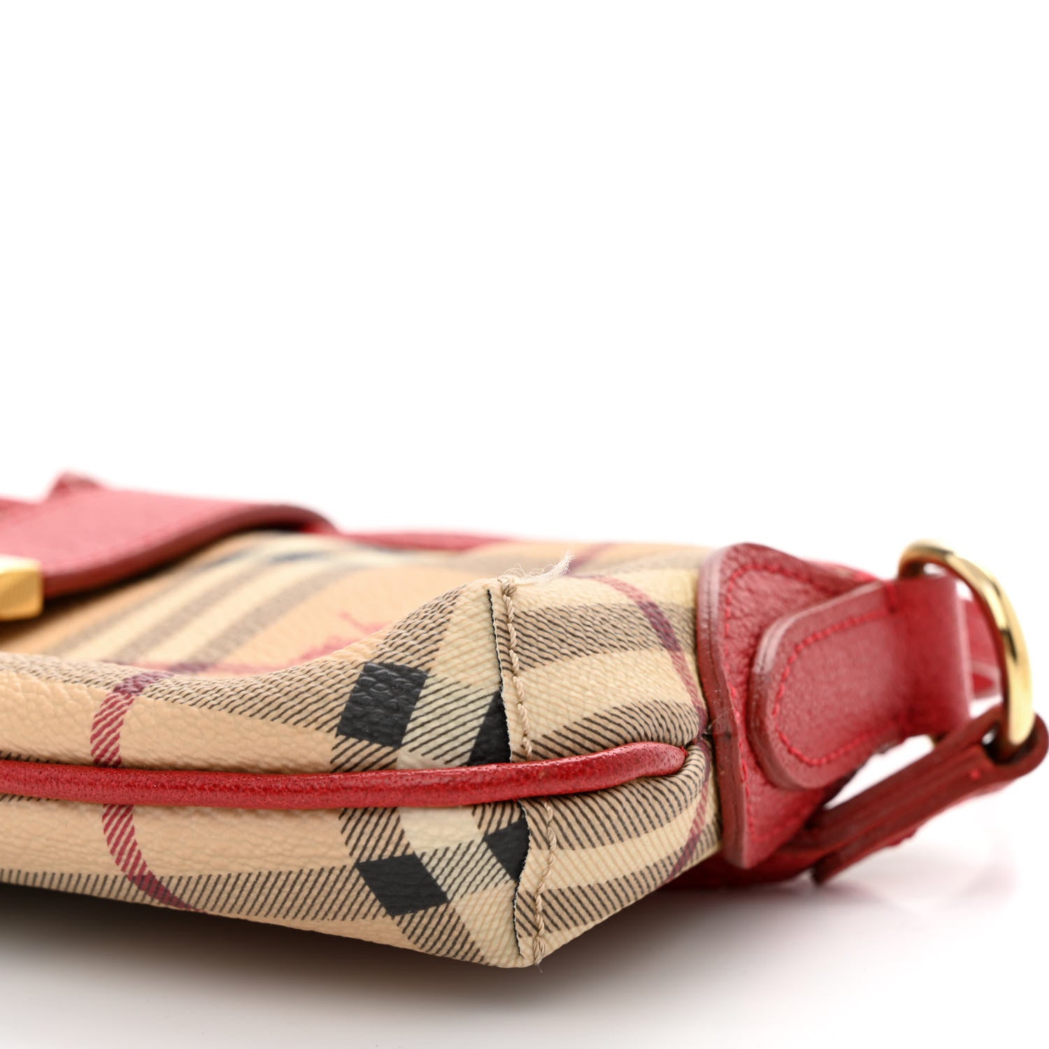 Burberry Haymarket Check Small Crossbody Clutch Bag Military Red 11 of 16