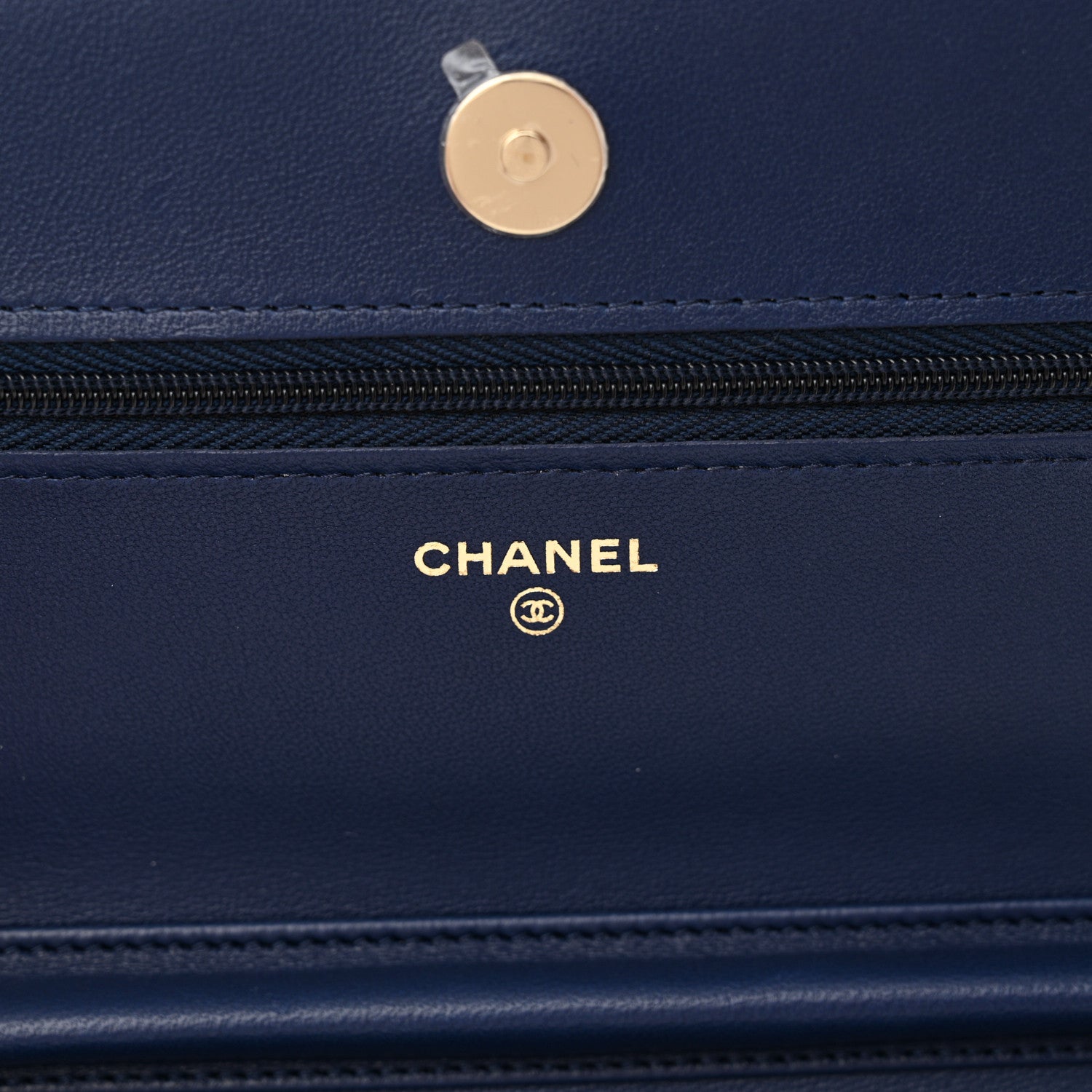 Chanel Lambskin Quilted Wallet On Chain WOC Dark Blue 6 of 12