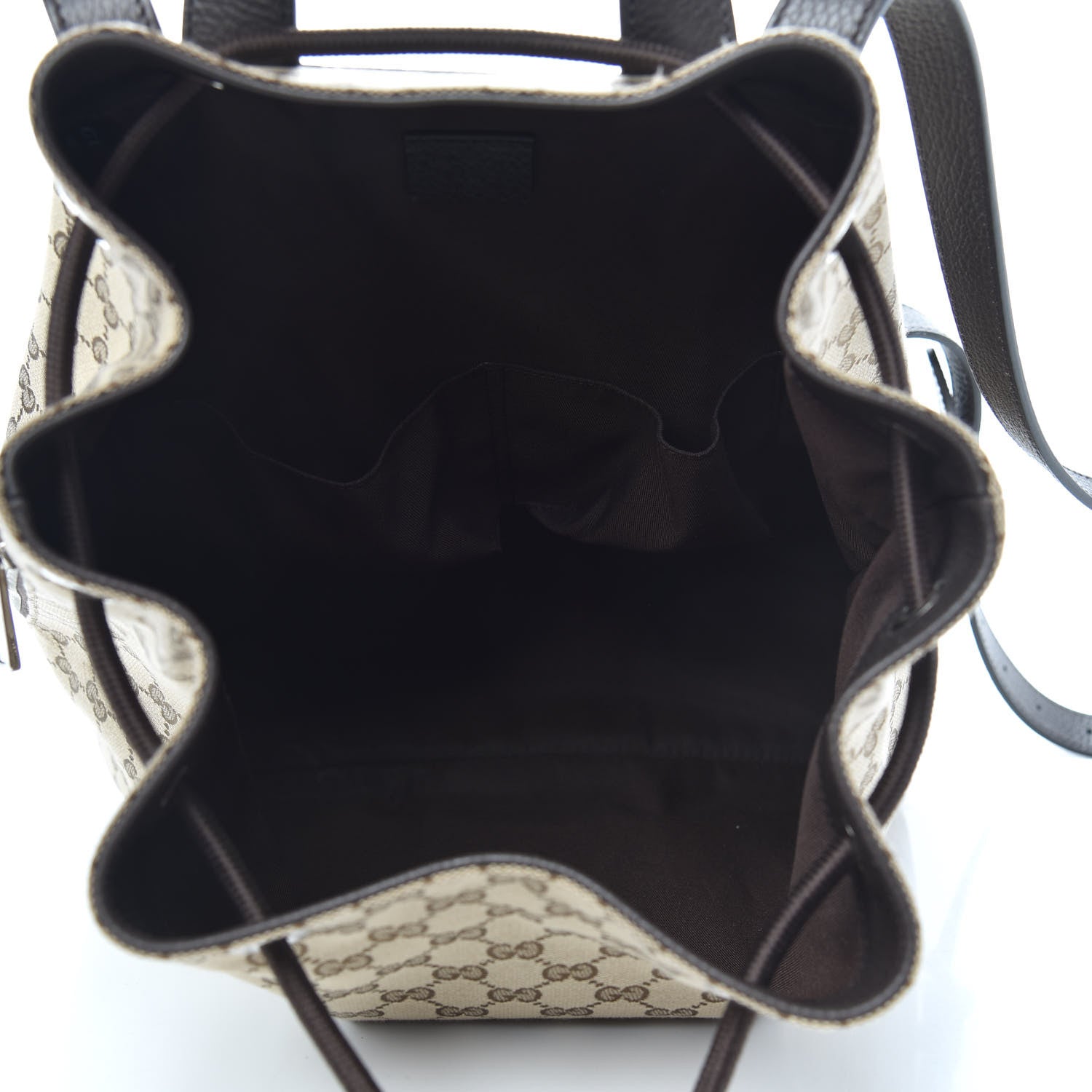 Gucci Monogram Dollar Calfskin O Drawstring Backpack Beige Ebony Testa di Moro Dark Chocolate 4 of 8