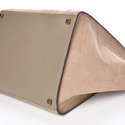 Celine Crocodile Embossed Nubuck Medium Phantom Luggage Beige 14 of 15