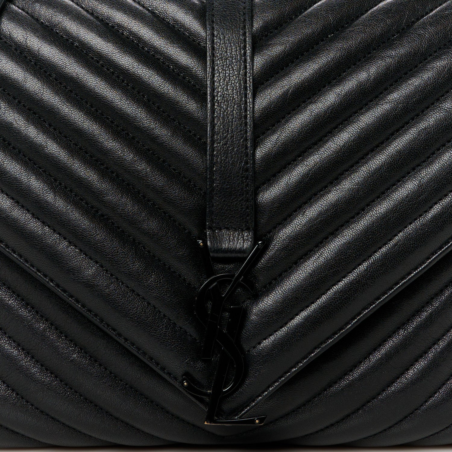 Saint Laurent Sheepskin Matelasse Chevron Monogram Monochrome Large College Satchel Black 9 of 11