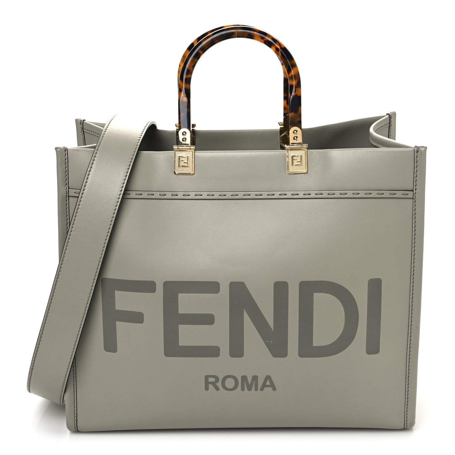 Vitello King Plexiglass Medium Fendi Sunshine Shopper Tote Green Tea