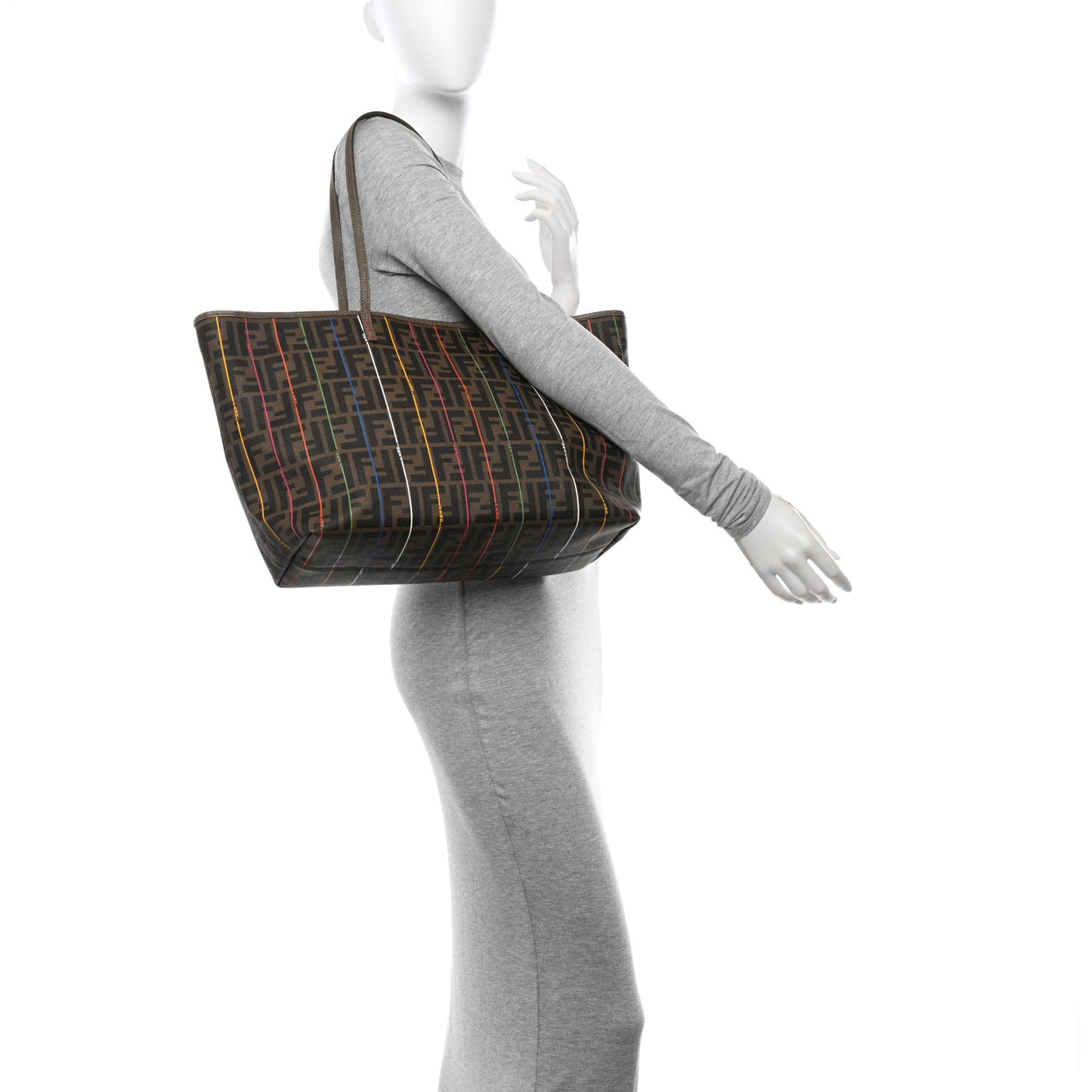 Zucca Spalmati Striped Large Roll Tote Tobacco Multicolor