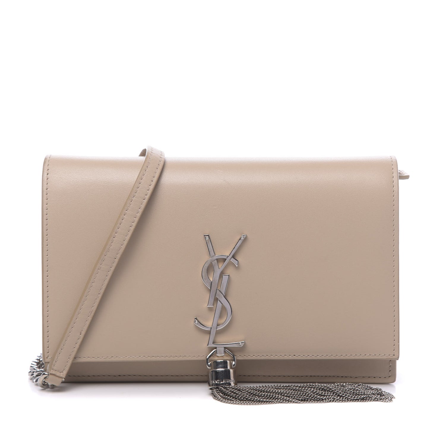 Smooth Calfskin Classic Monogram Kate Tassel Chain Wallet Nude Powder