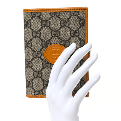 Gucci GG Supreme Monogram Textured Calfskin Retro Interlocking G Passport Case Beige Yellow 2 of 9