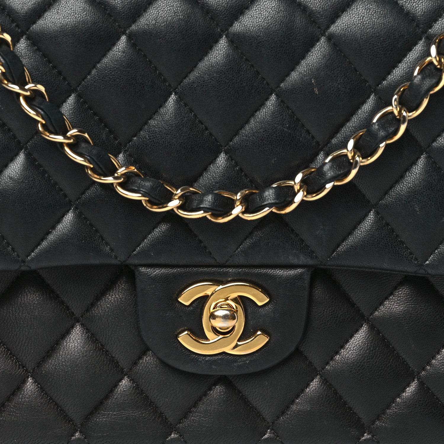 Chanel Lambskin Quilted Medium Double Flap Black 8 of 14