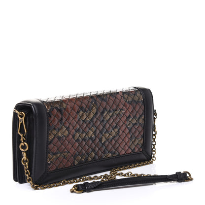 Bottega Veneta Nappa Karung Intrecciato Club Stitch Knot Clutch Brown Black 3 of 5