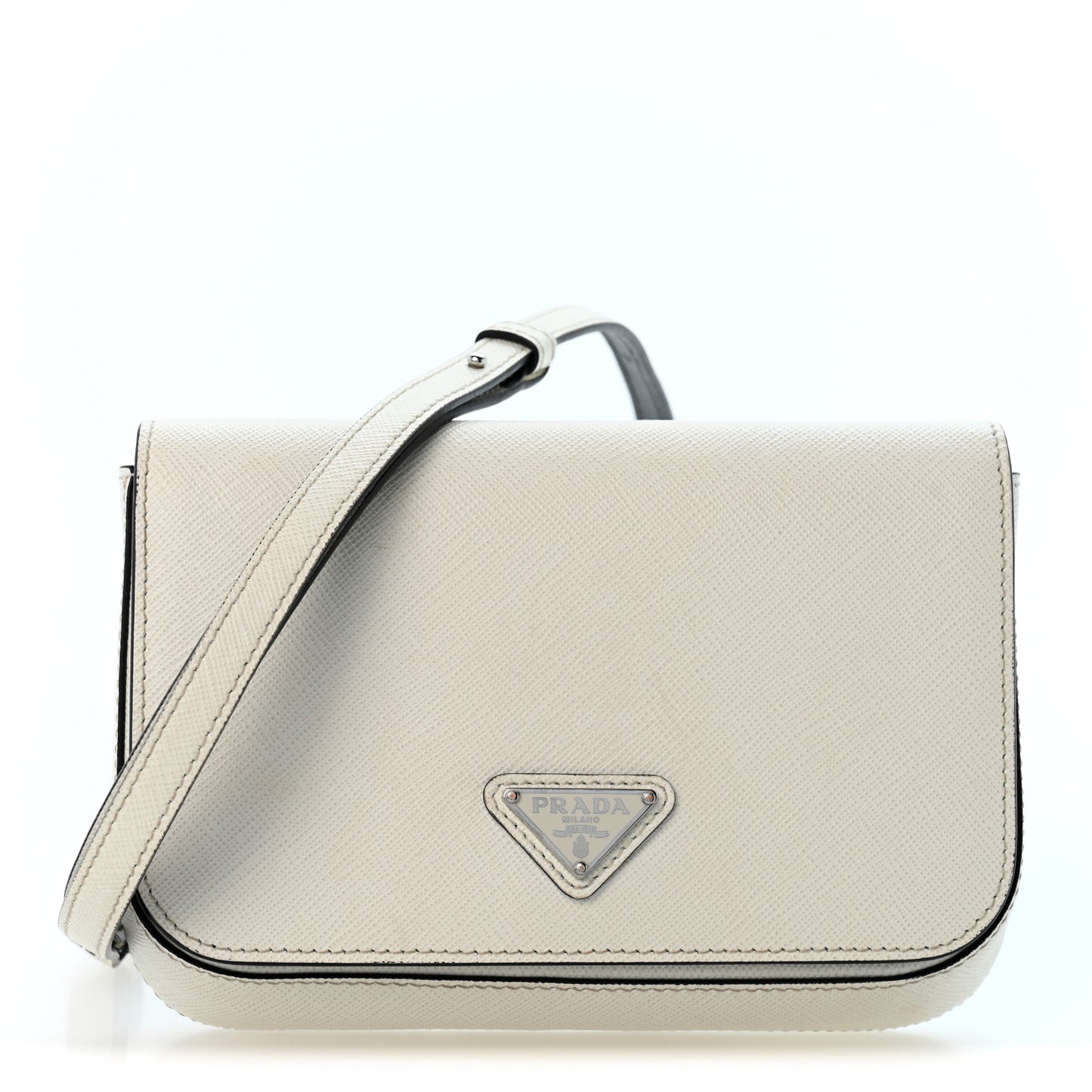 Saffiano Flap Shoulder Bag White