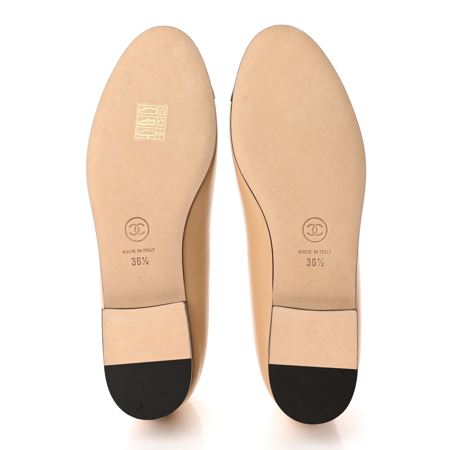 Lambskin Cap Toe CC Ballerina Flats 36.5 Beige Black