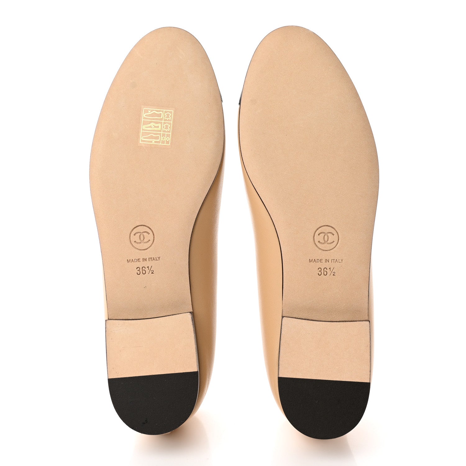 Chanel Lambskin Cap Toe CC Ballerina Flats 36.5 Beige Black 5 of 13