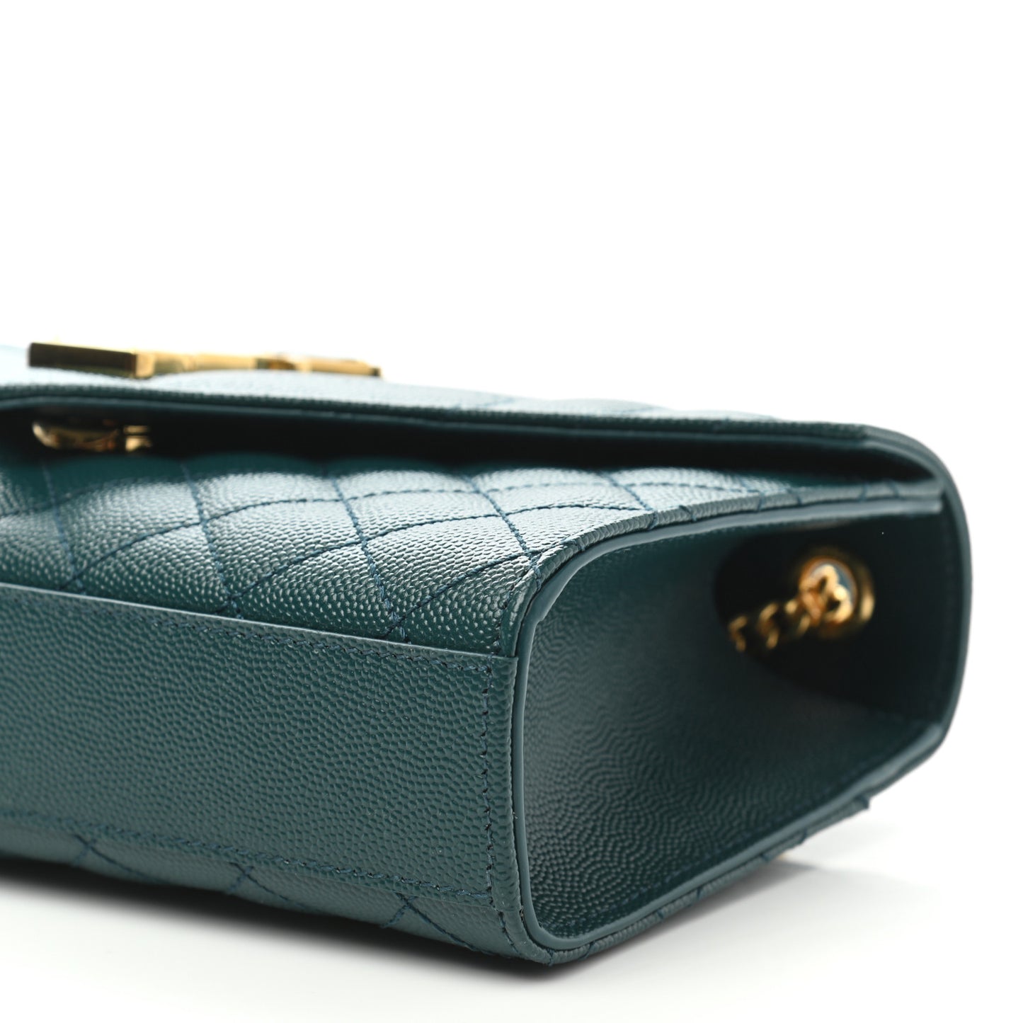 Grain De Poudre Textured Mixed Matelasse Triquilt Small Monogram Satchel Sea Turquoise