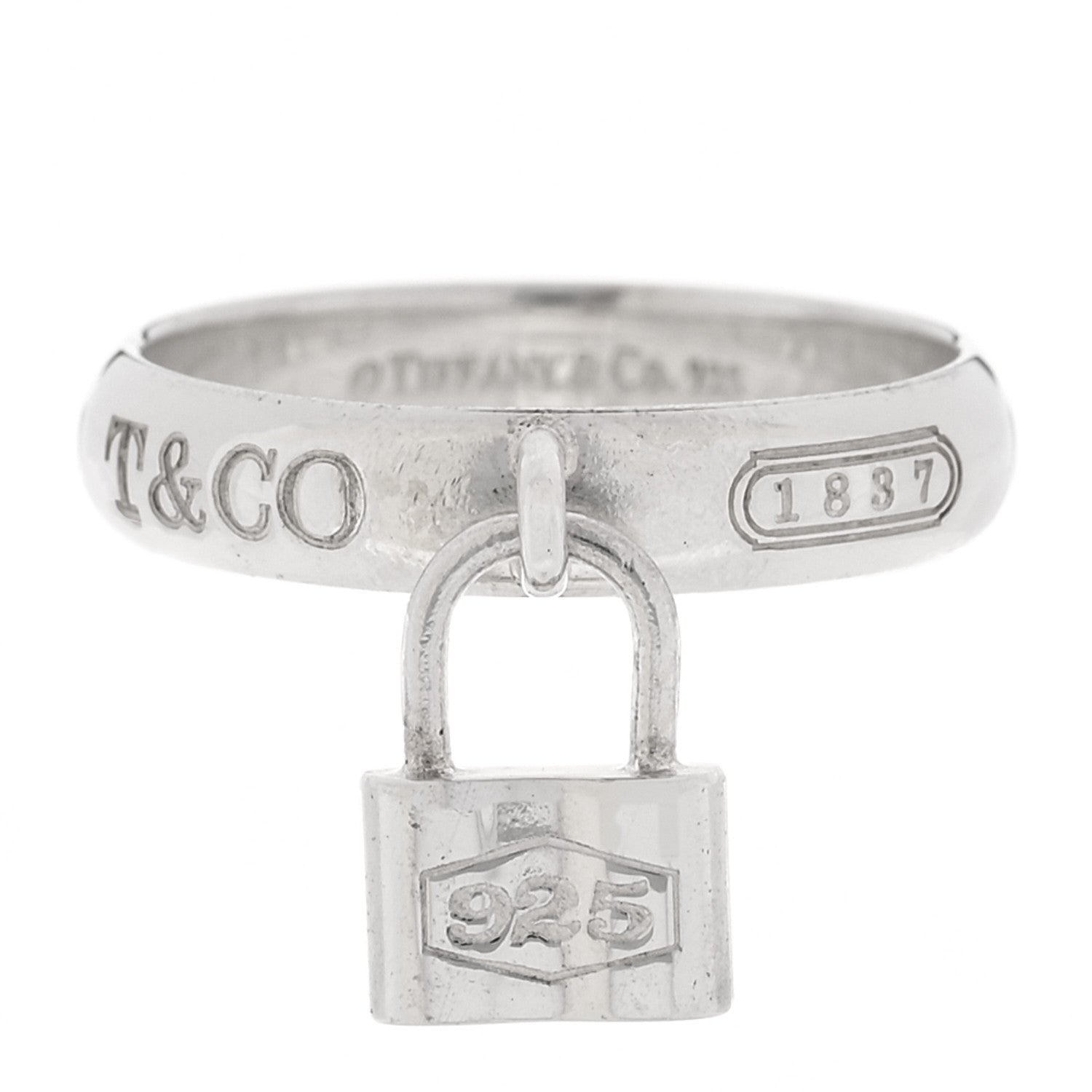 Tiffany Sterling Silver 1837 Lock Charm Ring 53 6.5 1 of 4