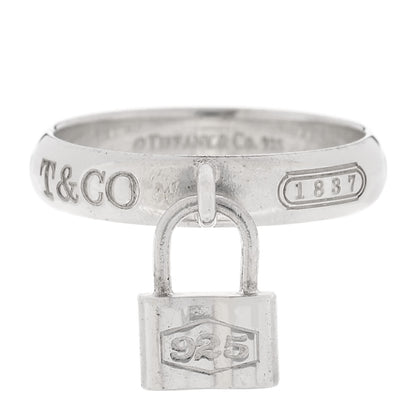 Tiffany Sterling Silver 1837 Lock Charm Ring 53 6.5 1 of 4