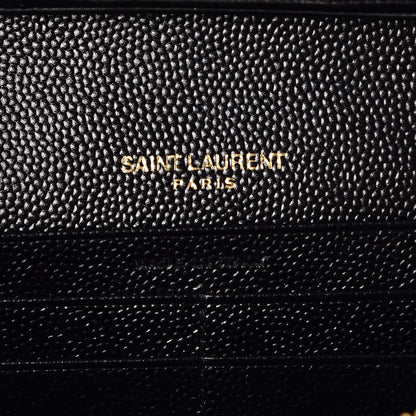 Saint Laurent Grain De Poudre Matelasse Chevron Monogram Chain Wallet Black 6 of 7