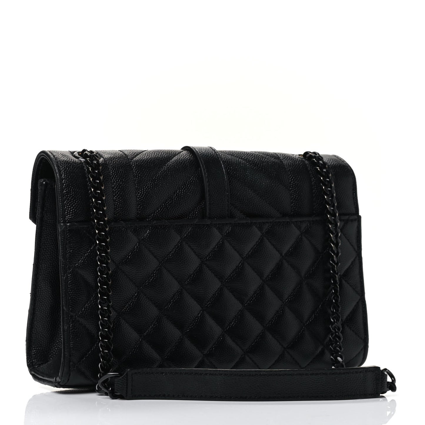 Grain De Poudre Textured Mixed Matelasse Triquilt Small Monogram Satchel Black