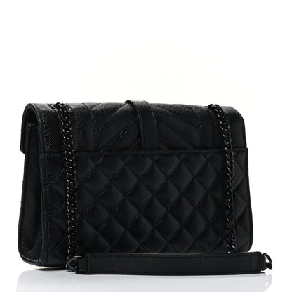 Saint Laurent Grain De Poudre Textured Mixed Matelasse Triquilt Small Monogram Satchel Black 2 of 4