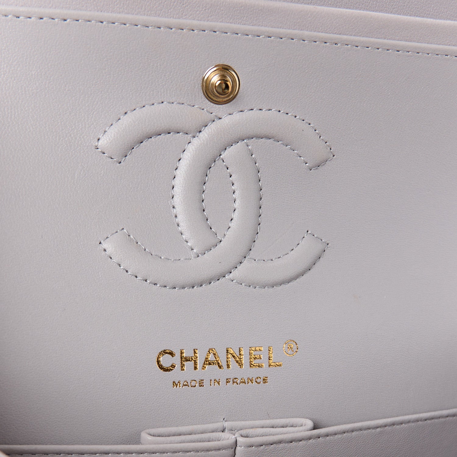 Chanel Lambskin Quilted Small Double Flap Light Grey 6 of 15