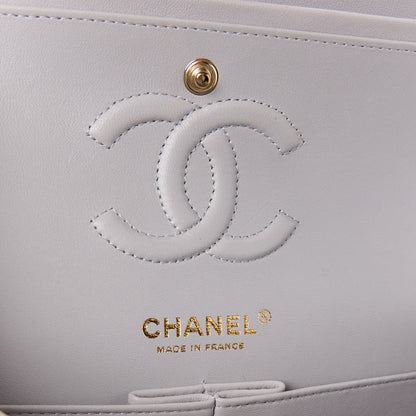 Chanel Lambskin Quilted Small Double Flap Light Grey 6 of 15