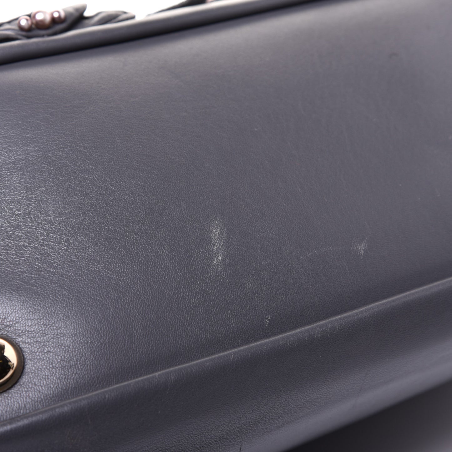 Nappa Studded Rosette Tote Grey