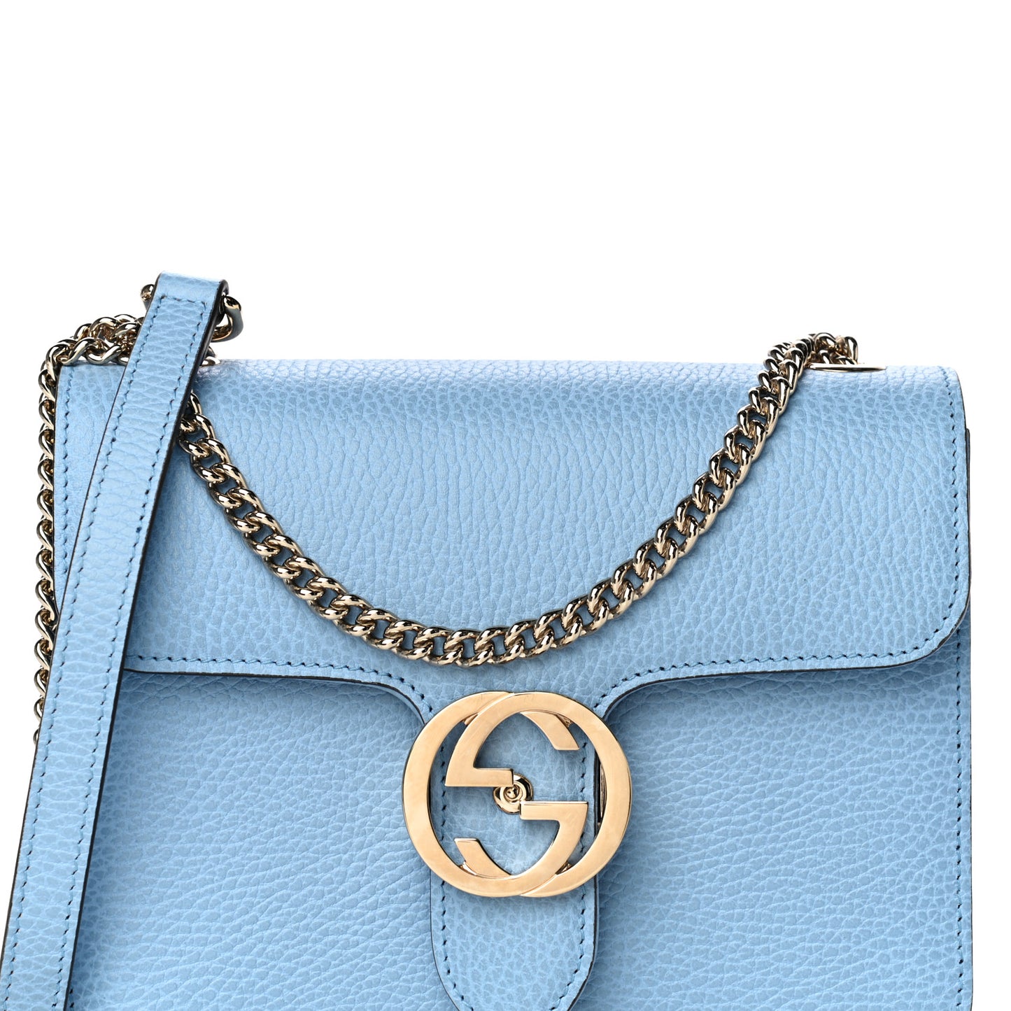 Dollar Calfskin Small Interlocking G Shoulder Bag Mineral Blue