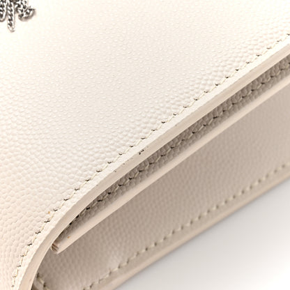 Saint Laurent Grain De Poudre Small Classic Monogram Kate Tassel Satchel Icy White 12 of 17