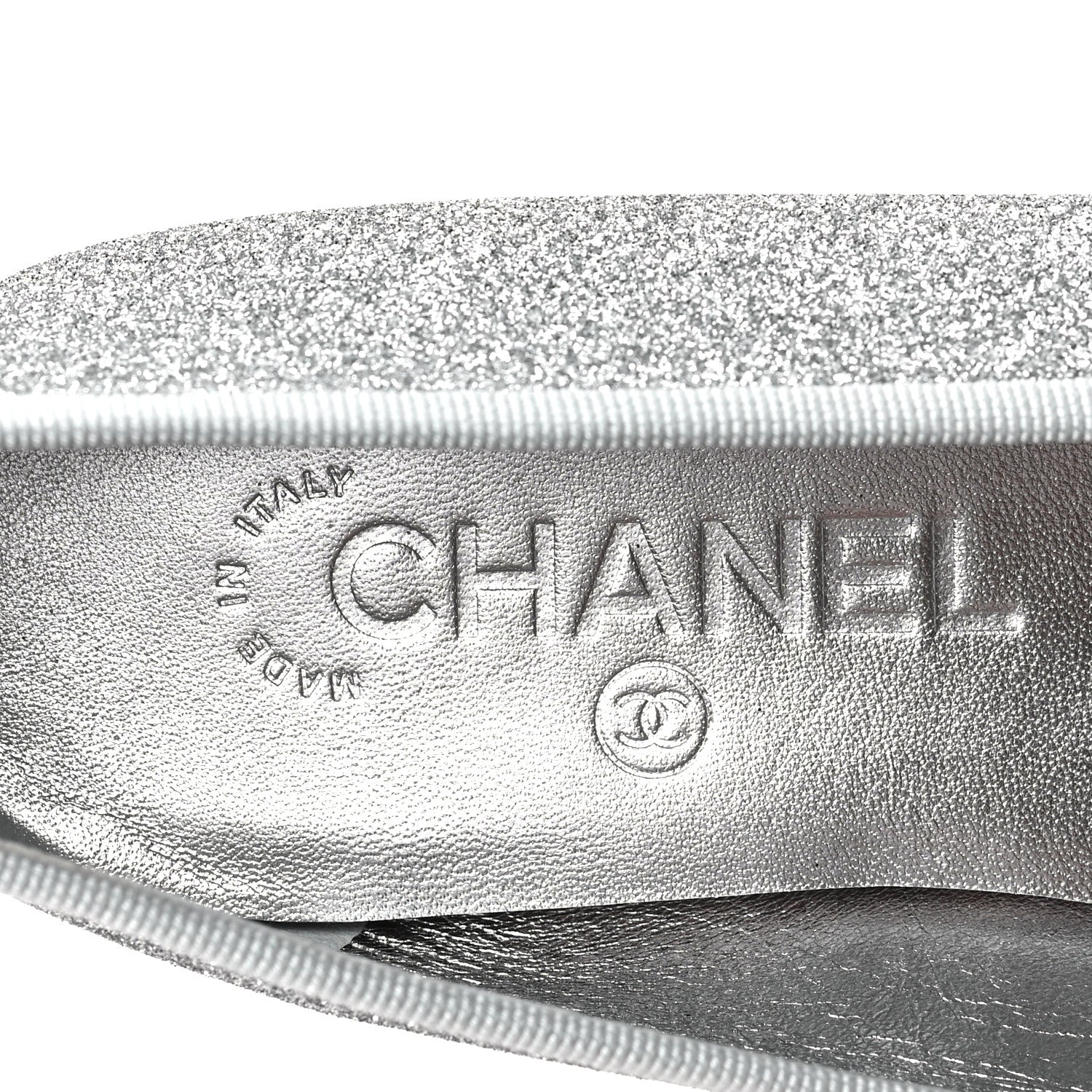 Chanel Glitter Grosgrain Cap Toe CC Ballerina Flats 38 Silver 7 of 9