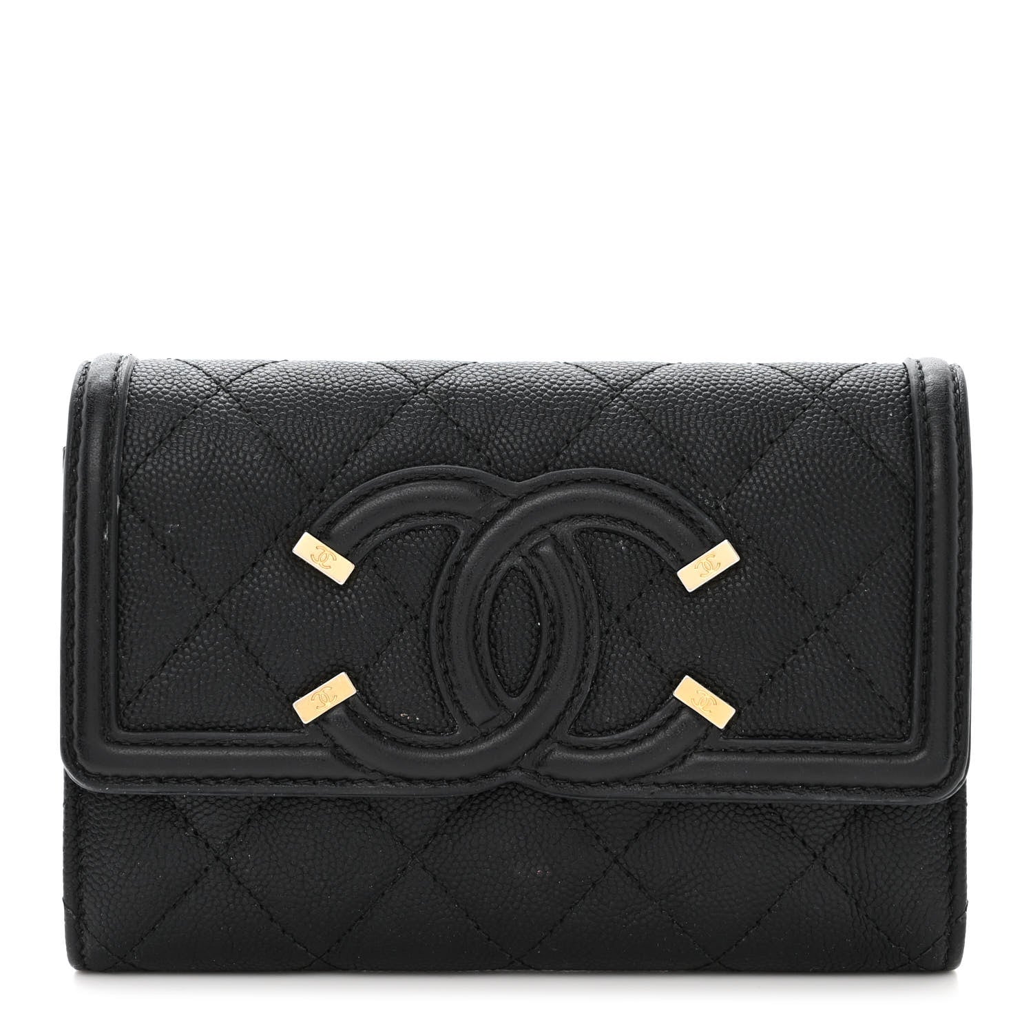 Chanel Caviar Quilted Medium Filigree Flap Wallet Black 1 of 12