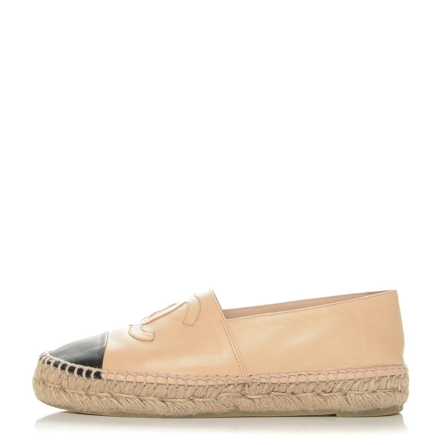 Lambskin CC Espadrilles 35 Beige Black