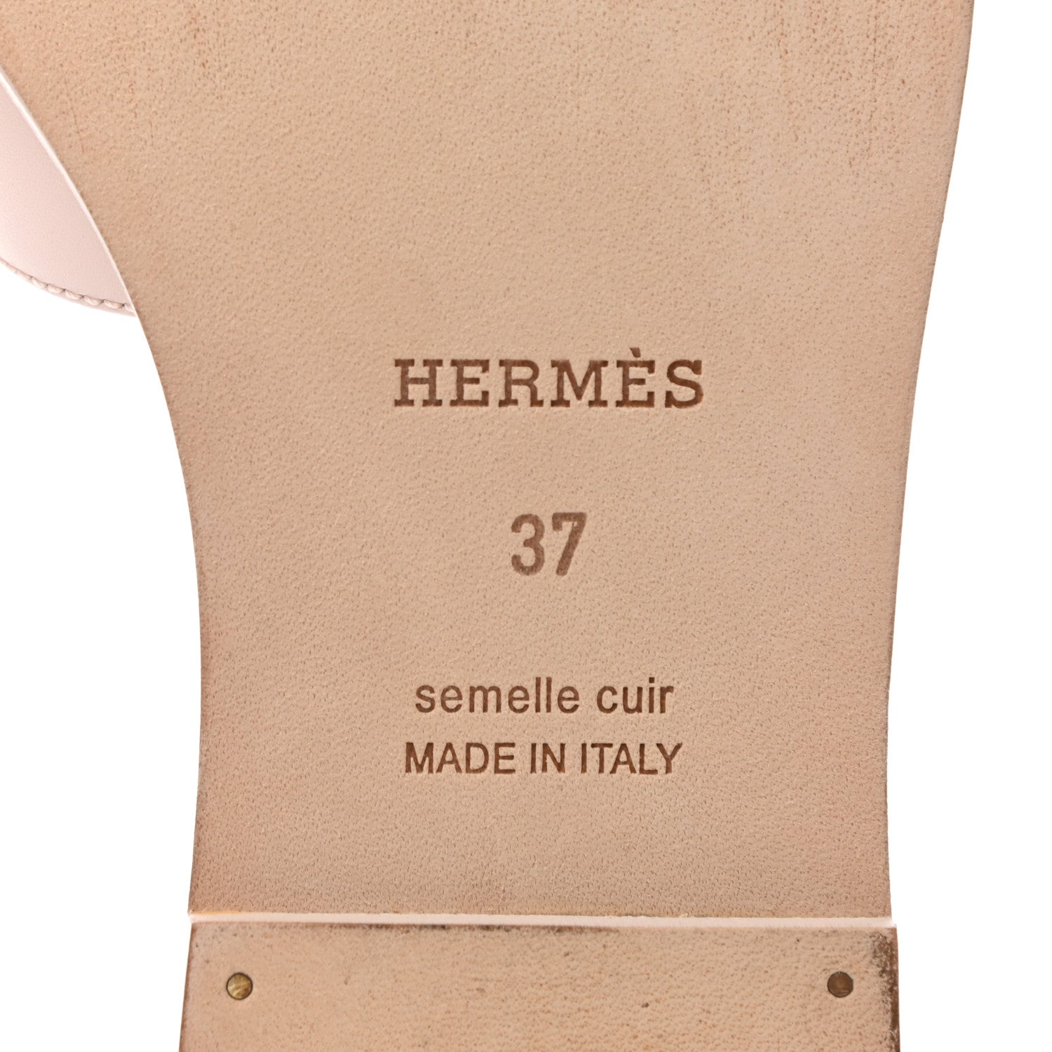 Hermes Box Calfskin Oran Sandals 37 Rose Pale 6 of 9