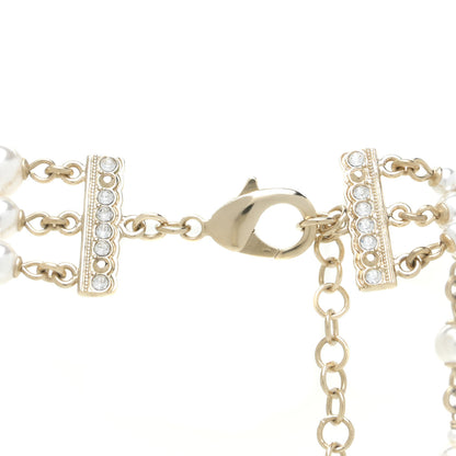 Chanel Graduated Pearl Crystal CC Multi Strand Long Necklace Gold 5 of 7