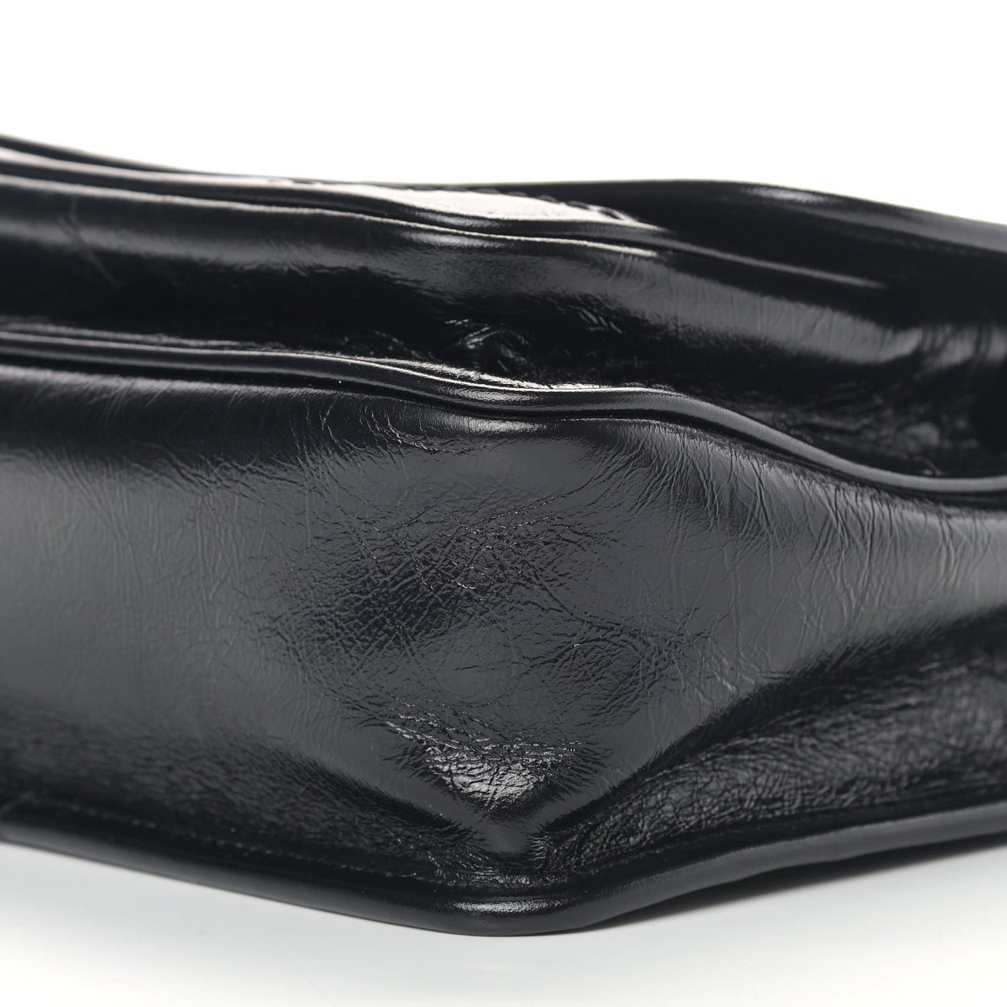 Crinkled Calfskin Matelasse Monogram Baby Niki Chain Satchel Black